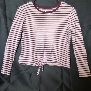 Pink and Red Striped Long Sleeve tee